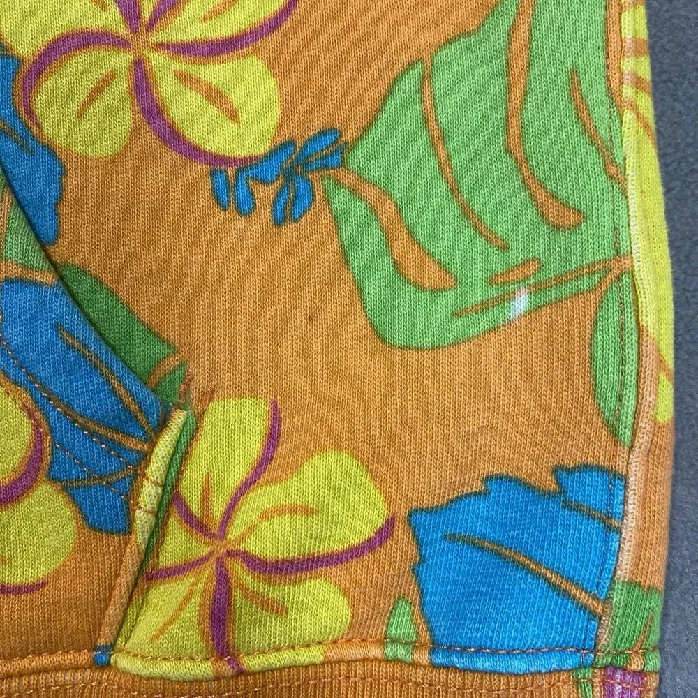 Polo Ralph Lauren Floral Spa Hoodie Medium‎ Sweater Tropical Hibiscus Orange Vtg